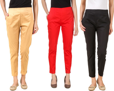 Q-Rious Regular Fit Women Red, Black, Beige Trousers