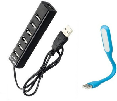 

durReey Set of Multi connectivity USB Hub with Mini Flexible USB LED Light Lamp for Laptop Computer Keyboard Reading Notebook E10BU USB Hub, Led Light(Blue, Black)
