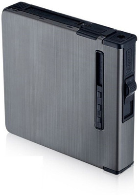 

greyfire 20 cigarette Thin Aluminum Metal Automatic Cigarette Case Box With USB Rechargeable Windproof Lighters Cigarette case Cigarette Lighter(Grey)