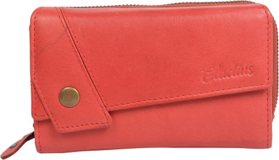 GoLeather Women Red Genuine Leather Wallet(11 Card Slots)