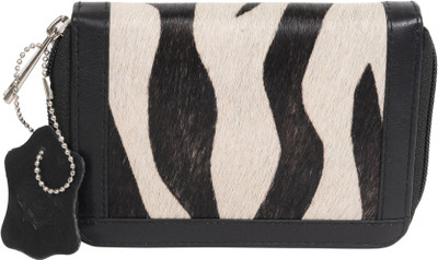 

GoLeather Women Black, White Genuine Leather Wallet(8 Card Slots)