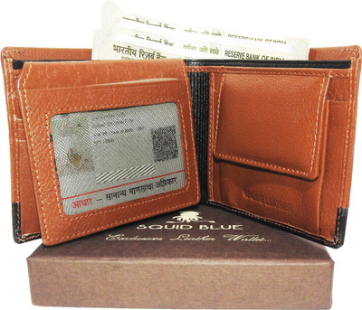 

Squid Blue Men Tan Genuine Leather Wallet(5 Card Slots)