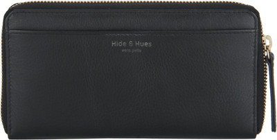 

Hide & Hues Women Black Genuine Leather Wallet(12 Card Slots)