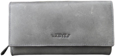 

ABYS Women Grey Genuine Leather Wallet(17 Card Slots)