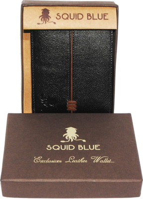 

Squid Blue Men Black Genuine Leather Wallet(7 Card Slots)