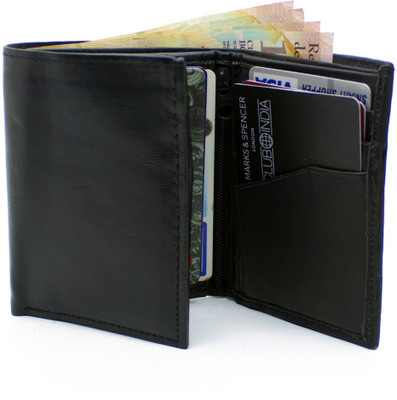 

DELMA Men Black Genuine Leather Wallet(4 Card Slots)