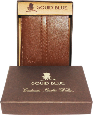

Squid Blue Men Tan Genuine Leather Wallet(6 Card Slots)