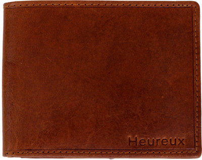 

HEUREUX Men Tan Genuine Leather Wallet(5 Card Slots)