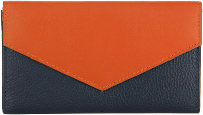 

Hide & Hues Women Blue, Orange Genuine Leather Wallet(10 Card Slots), Black and brown