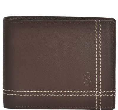 Second Skin Men Brown Genuine Leather Wallet(10 Card Slots)