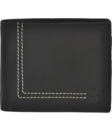 

Second Skin Men Black Genuine Leather Wallet(10 Card Slots)