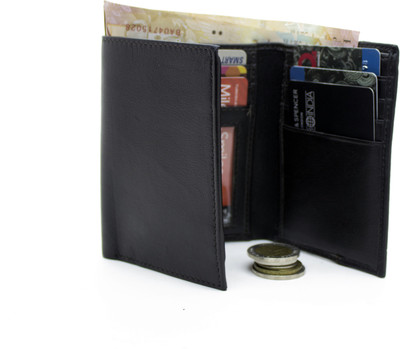 

DELMA Men Black Genuine Leather Wallet(4 Card Slots)