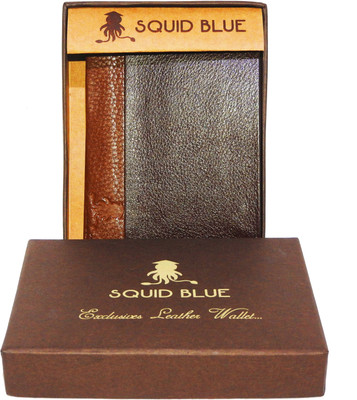 

Squid Blue Men Brown Genuine Leather Wallet(5 Card Slots)