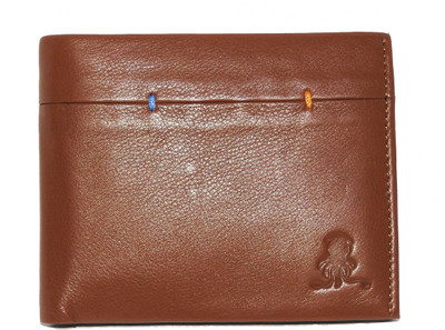 

Squid Blue Men Tan Genuine Leather Wallet(7 Card Slots)