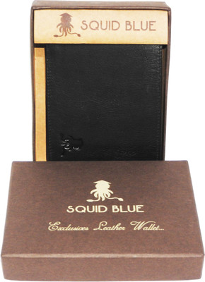 

Squid Blue Men Black Genuine Leather Wallet(9 Card Slots)