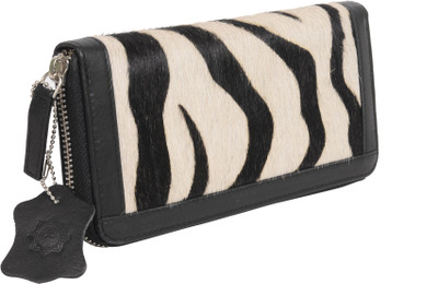 

GoLeather Women Black, White Genuine Leather Wallet(12 Card Slots)