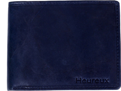 

HEUREUX Men Blue Genuine Leather Wallet(5 Card Slots)