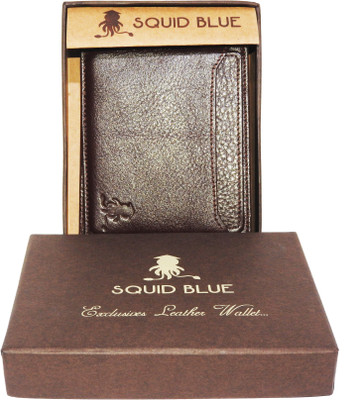 

Squid Blue Men Brown Genuine Leather Wallet(8 Card Slots)