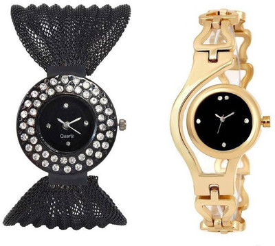 

Varni Retail Latest Bracelet Full Black And Black Dial Gold Chain Girls Watch For Women Watch - For Women