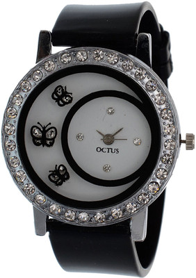 

Shree Enterprise Black Diamond With Butterfly Designed Dial Watch - For Girls