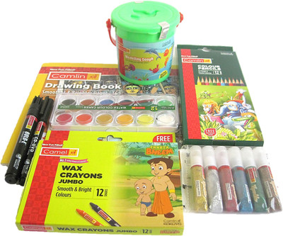 Muccasacra Camlin Painting Kit With Drawing Book Wax Crayons
