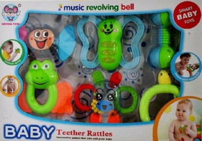 

BEST SHOP BABY TEETHER RATTLE-COMBINATION OF TWO IN ONE-THEETHER CUM RATTLE IN ONE PACK(6 TEETHER RATTLE) Rattle(Multicolor)
