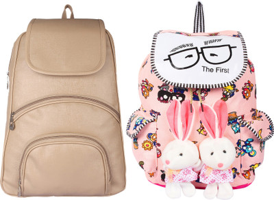 

Fashonic Beige & Pink Pu Backpack For Women- Pack Of 2 (FASHONIC_0024 ) Backpack(Beige, Pink, 6 L)