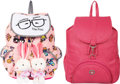 

Fashonic Pink Pu Backpack For Women- Pack Of 2 (FASHONIC_0023 ) Backpack(Pink, 6 L)