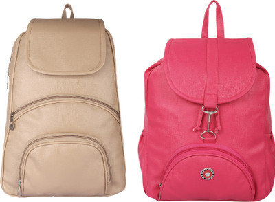 

Fashonic Beige & Pink Pu Backpack For Women- Pack Of 2 (FASHONIC_0033 ) Backpack(Beige, Pink, 6 L)