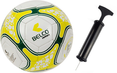 

BELCO Jumbo PVC-3 Soccer Ball With Air Pump Football - Size: (Pack of 2, Multicolor, White yellow