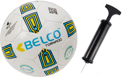

BELCO Tornado-1 Soccer Ball With Air Pump Football - Size: (Pack of 2, Multicolor, White green