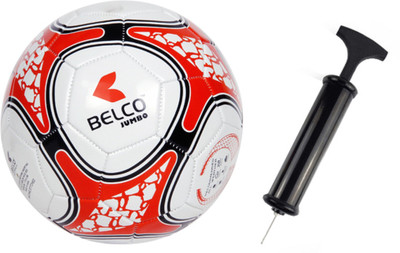 

BELCO Jumbo PVC-1 Soccer Ball With Air Pump Football - Size: (Pack of 2, Multicolor, White red