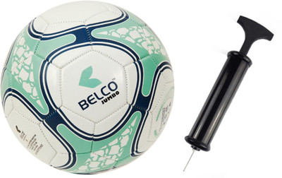 

BELCO Jumbo PVC-4 Soccer Ball With Air Pump Football - Size: (Pack of 2, Multicolor, White green