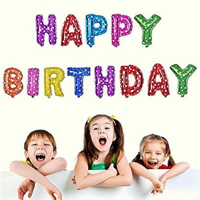 

EIMPEX Printed Party Products, Happy Birthday Balloons | H A P P Y B I R T H D A Y individual balloons | Birthday party celebrations | Birthday Party Decor | 13 Balloons - 1 for each letter Balloon(Multicolor, Pack of 13)