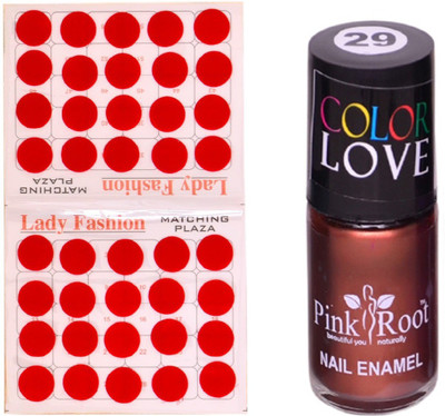 

Pink Root Nail Polish No. 29 (15ml) Lady Fashion No. 07 Red Bindi(Set of 2)
