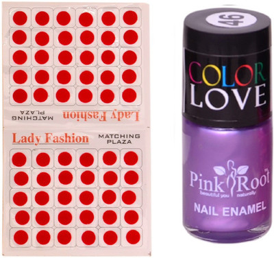 

Pink Root Nail Polish No. 46 (15ml) Lady Fashion No. 09 Red Bindi(Set of 2)