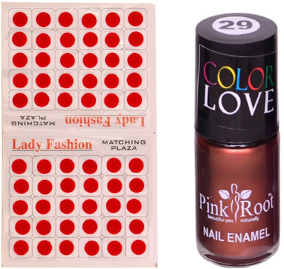 

Pink Root Nail Polish No. 29 (15ml) Lady Fashion No. 09 Red Bindi(Set of 2)