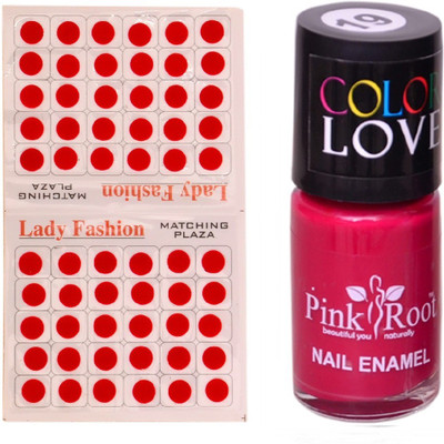 

Pink Root Nail Polish No. 19 (15ml) Lady Fashion No. 09 Red Bindi(Set of 2)