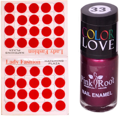 

Pink Root Nail Polish No. 33 (15ml) Lady Fashion No. 07 Red Bindi(Set of 2)
