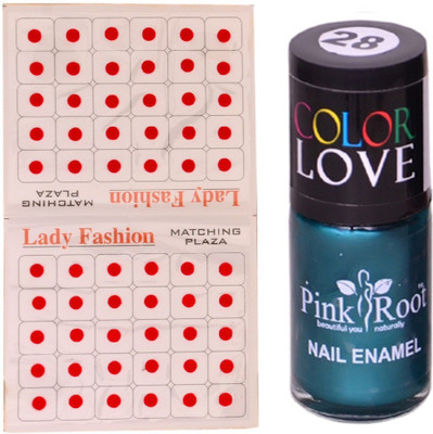 

Pink Root Nail Polish No. 28 (15ml) Lady Fashion No. 08 Red Bindi(Set of 2)