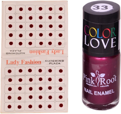 

Pink Root Nail Polish No. 33 (15ml) Lady Fashion No. 12 Maroon Bindi(Set of 2)