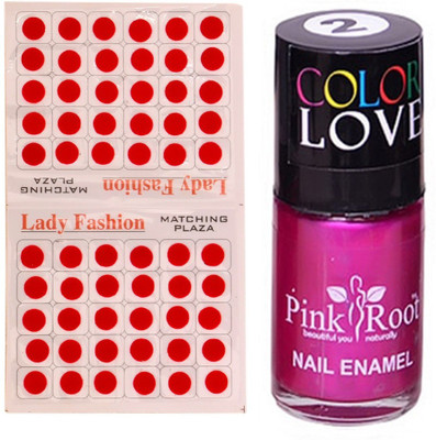 

Pink Root Nail Polish No. 02 (15ml) Lady Fashion No. 09 Red Bindi(Set of 2)