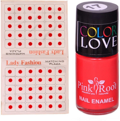 

Pink Root Nail Polish No. 17 (15ml) Lady Fashion No. 08 Red Bindi(Set of 2)