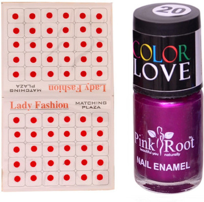 

Pink Root Nail Polish No. 20 (15ml) Lady Fashion No. 08 Red Bindi(Set of 2)