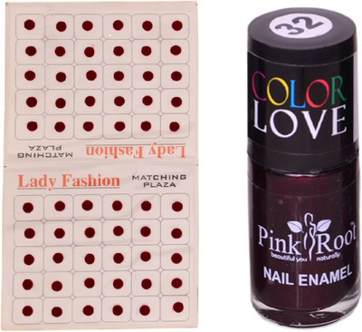

Pink Root Nail Polish No. 32 (15ml) Lady Fashion No. 12 Maroon Bindi(Set of 2)