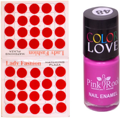 

Pink Root Nail Polish No. 48 (15ml) Lady Fashion No. 07 Red Bindi(Set of 2)