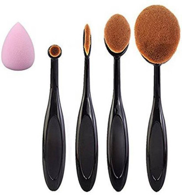 

Glorist Toothbrush Shaped Eyebrows Makeup Powder Foundation Brush Kits Sponge Puff (Pack of 4)(Set of 5)