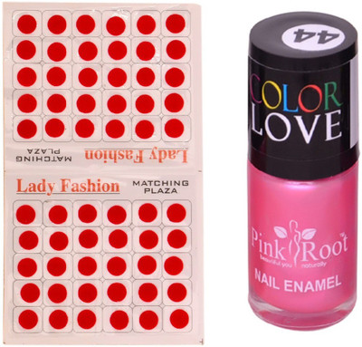 

Pink Root Nail Polish No. 44 (15ml) Lady Fashion No. 09 Red Bindi(Set of 2)