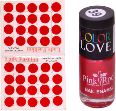 

Pink Root Nail Polish No. 39 (15ml) Lady Fashion No. 07 Red Bindi(Set of 2)