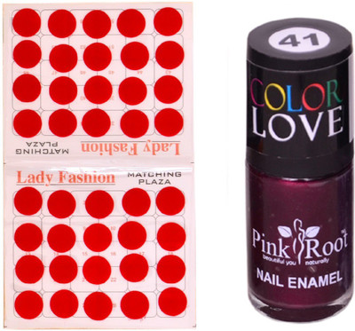 

Pink Root Nail Polish No. 41 (15ml) Lady Fashion No. 07 Red Bindi(Set of 2)